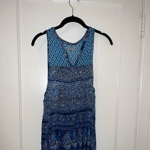 Blue and white dress with patterns